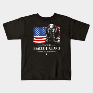 Proud Bracco Italiano Mom American Flag patriotic dog Kids T-Shirt